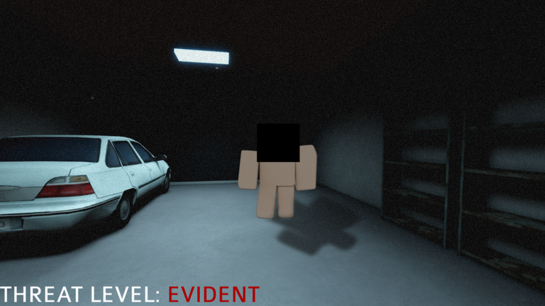 Anomaly Detected player scanning a dimly lit interior with the Report Tablet during a night shift